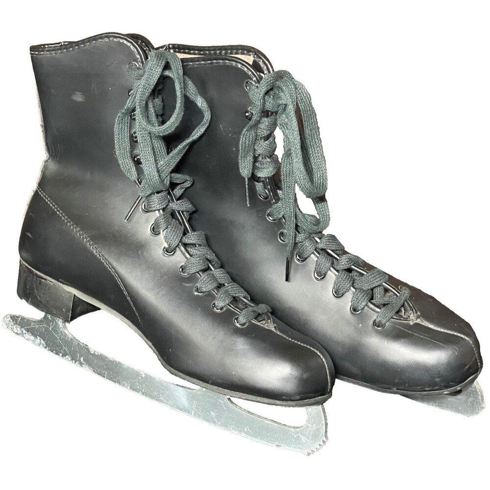Black Ice Skates Imperial Tempered Steel Japan Blades Lace Up Men's Size 8